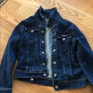 large jean jacket. cute.